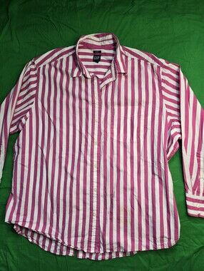 Gap Women Striped Button Down Shirt Size XL
